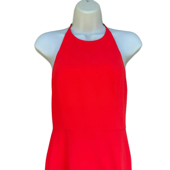 Alice and Olivia Kristy Wrap-Effect Crepe Halterneck Dress In Red Size 0 - Picture 5 of 10